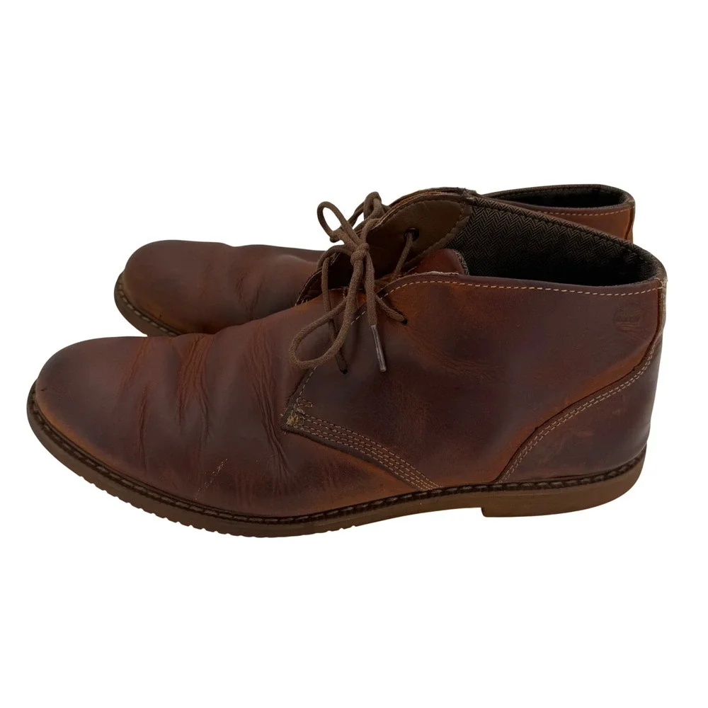 Timberland Larchmont Chukka Boots Brown Full Grain Leather Lace Up Mens 9.5